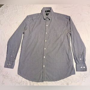 Haggar Blue Checked Shirt Size Medium EUC